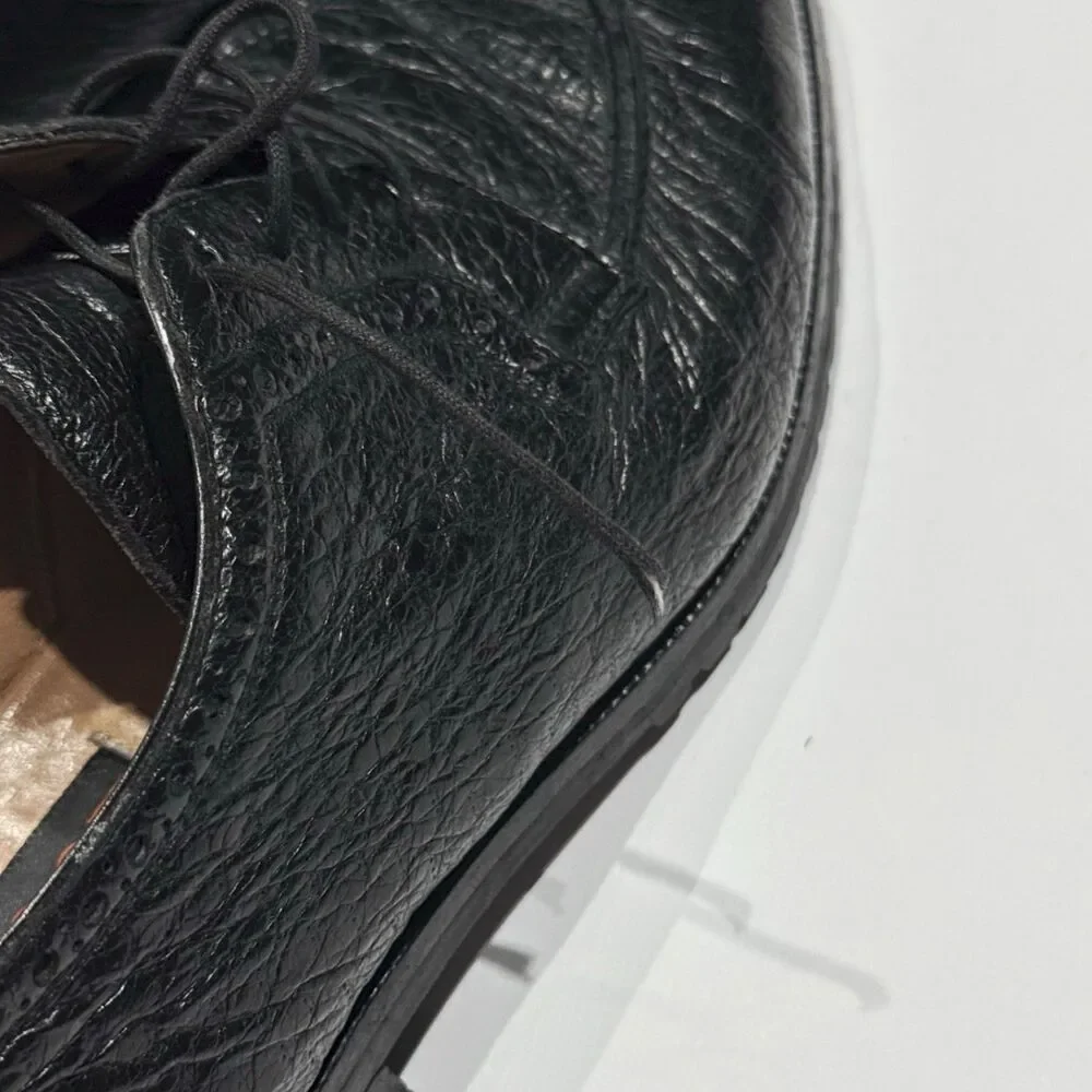 VTG To Boot New York Black Exotic Leather Oxford Shoes Made in Italy Men 9.5M